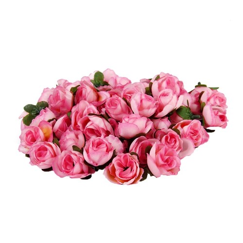Pink silk rose heads - pink,