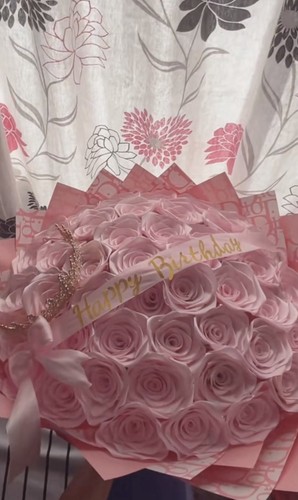 Pink artificial rose bouquet - artificial,