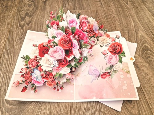 Red pink roses flowers 3d - red,