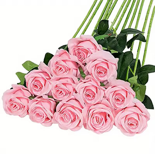 12x artificial single rose - rose, bud